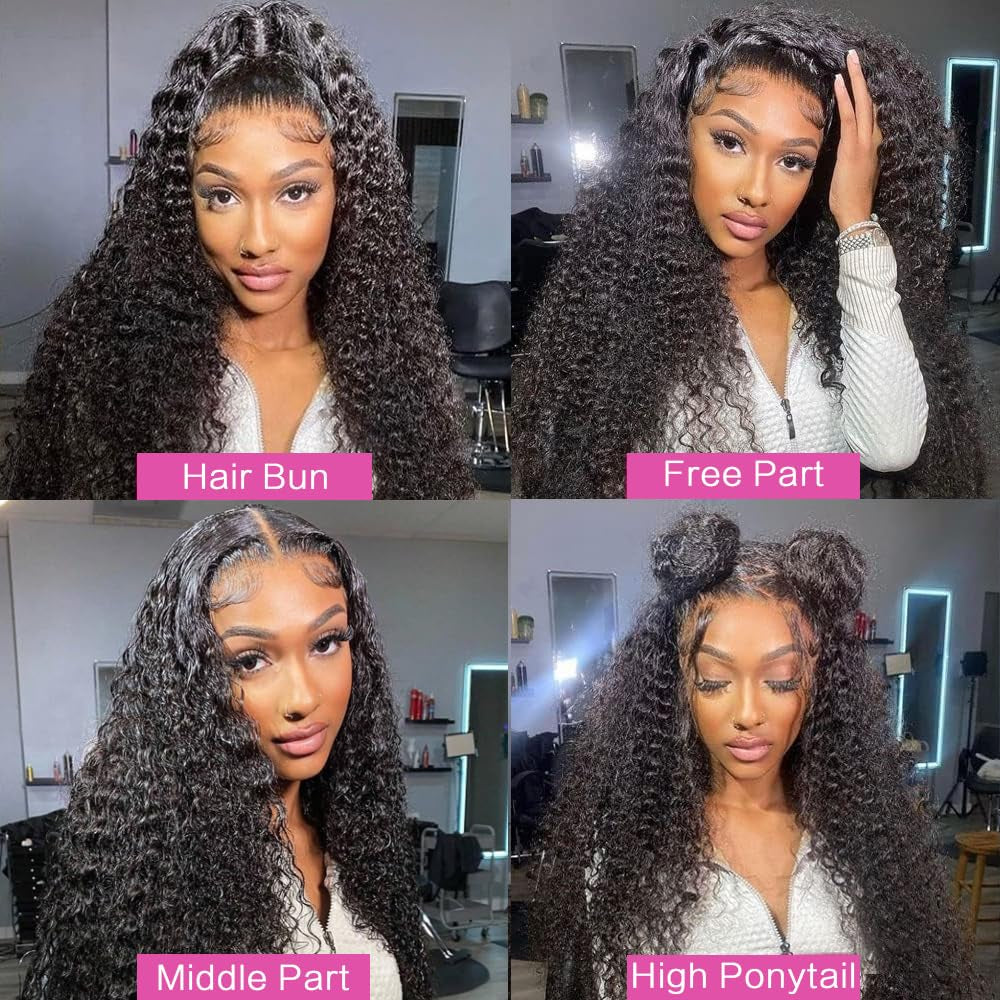 30Inch Highlight Ombre Lace Front Wig Human Hair 13X6 HD Honey Blonde 4/27 Deep Wave Lace Frontal Wigs Glueless Wigs Human Hair Pre Plucked with (Black, 26 Inch Black, Deep Wave)
