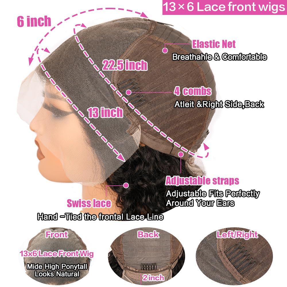 30Inch Highlight Ombre Lace Front Wig Human Hair 13X6 HD Honey Blonde 4/27 Deep Wave Lace Frontal Wigs Glueless Wigs Human Hair Pre Plucked with (Black, 26 Inch Black, Deep Wave)