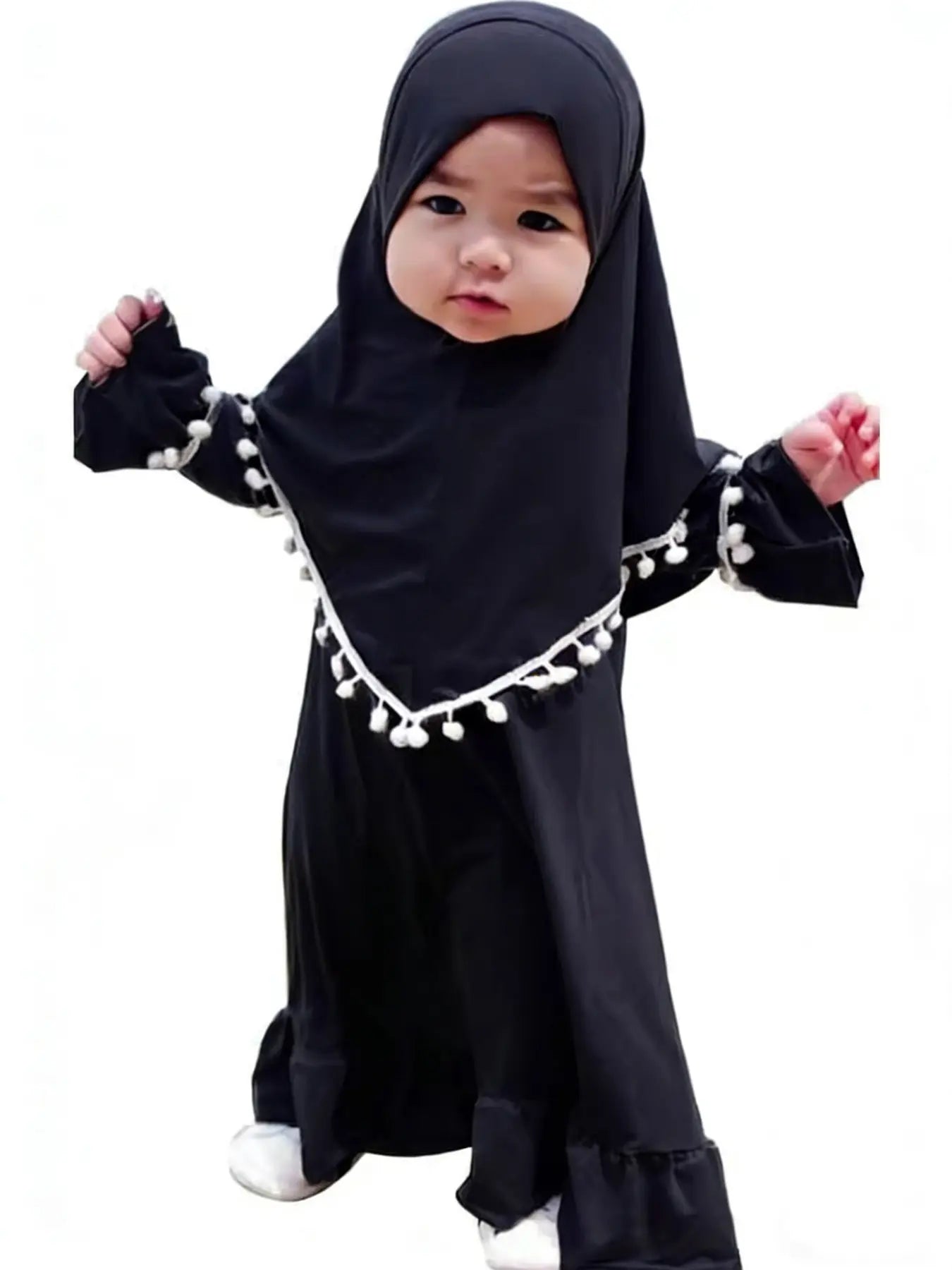 Girls Muslim Dress Set, Long Sleeve Spring Autumn, Middle East Ramadan Skirt + Headscarf Two-Piece, Kids Fashion Clothing