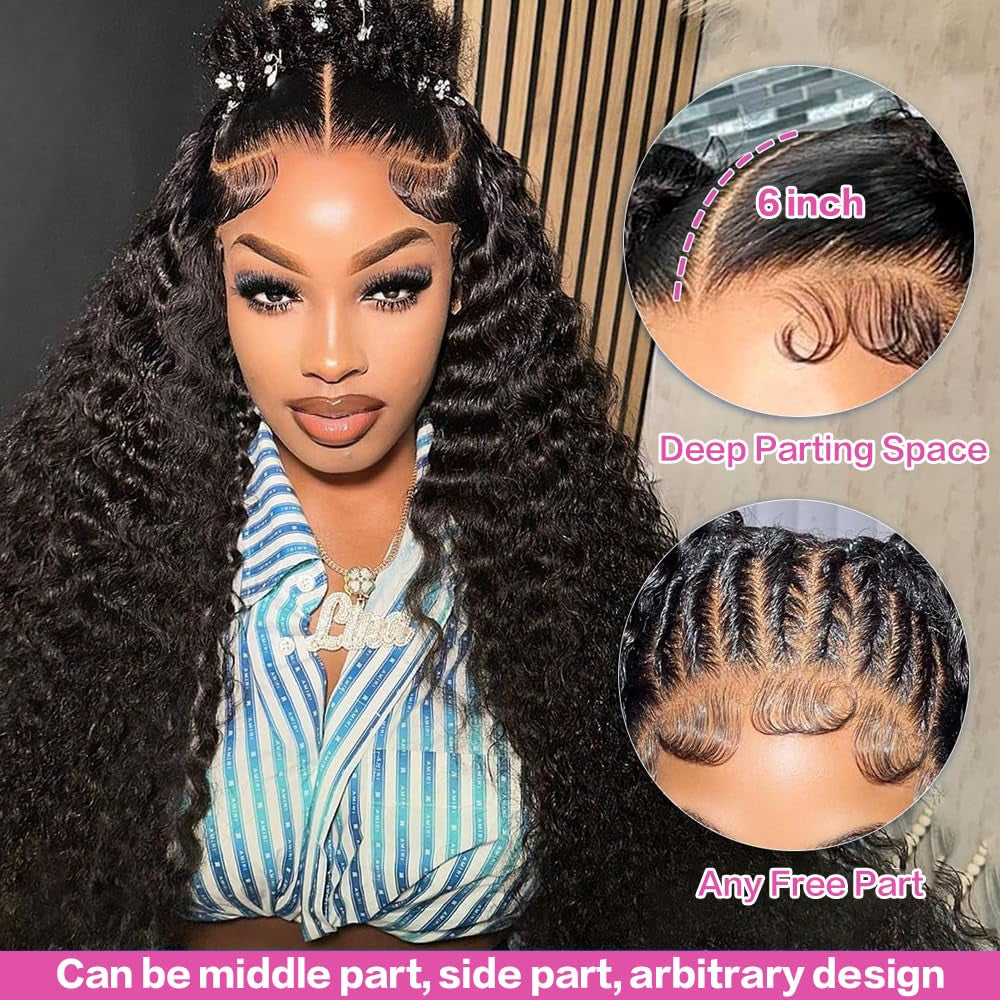 30Inch Highlight Ombre Lace Front Wig Human Hair 13X6 HD Honey Blonde 4/27 Deep Wave Lace Frontal Wigs Glueless Wigs Human Hair Pre Plucked with (Black, 26 Inch Black, Deep Wave)