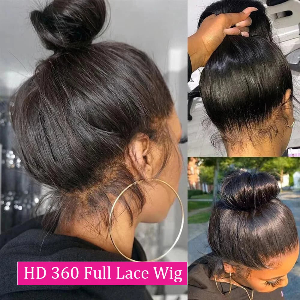 250% HD 360 Full Lace Wig Human Hair Pre Plucked HD Lace Wig 13X6 Human Hair Wigs Bone Straight Lace Frontal Wig for Black Women