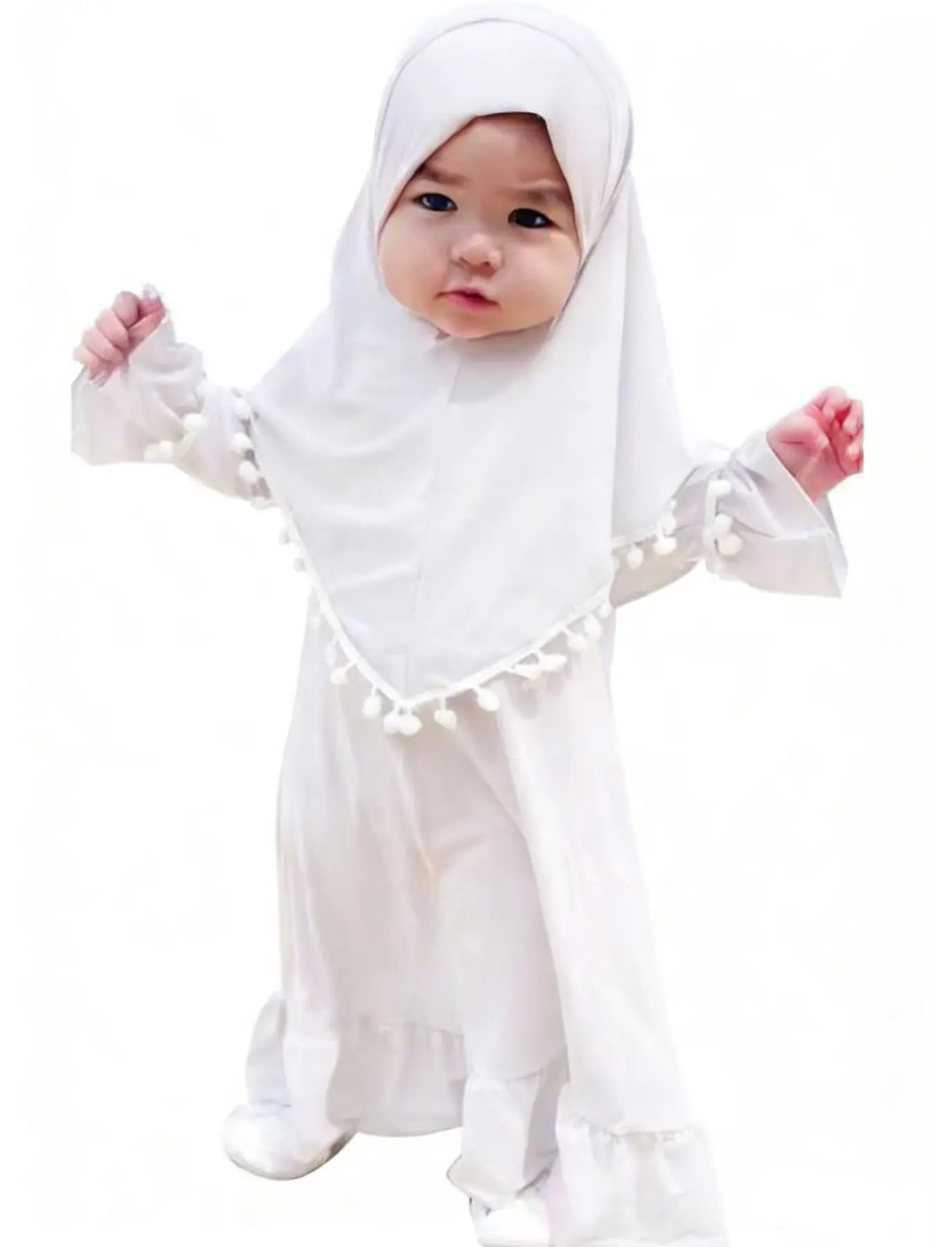 Girls Muslim Dress Set, Long Sleeve Spring Autumn, Middle East Ramadan Skirt + Headscarf Two-Piece, Kids Fashion Clothing